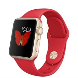 Apple Watch Sport 38mm Goldl with Red Sport Band (MMEC2)