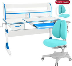 Anatomica Study-120 Lux + надстройка + органайзер + ящик с голубым креслом Armata Duos (белый/голубой)