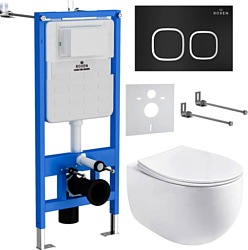 Унитаз Roxen Egg в комплекте с инсталляцией StounFix Slim 6 в 1 964079 (кнопка: черный матовый) Унитаз Roxen Egg в комплекте с инсталляцией StounFix Slim 6 в 1 964079 (кнопка: черный матовый)