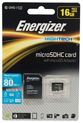 Energizer microSDHC Class 10 UHS-I U1 80MB/s 16GB + SD adapter