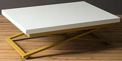 Стол-трансформер Levmar Compact D78/S90 (белый/золото)