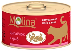 Molina (0.08 кг) 12 шт. Консервы для кошек Цыпленок и краб