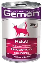 Gemon Кусочки с говядиной. Консервы для взрослых кошек (0.415 кг) 1 шт.