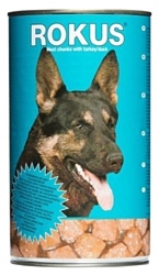 ROKUS (1.25 кг) 1 шт. Для собак мясные кусочки с индейкой и уткой консервы