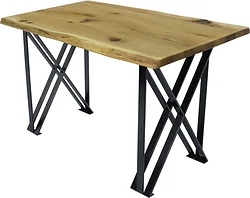 Кухонный стол Buro7 Призма 120 (с обзолом и сучками, дуб натуральный/черный)