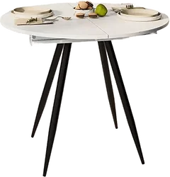 Кухонный стол ВВР Элип (дуб крафт белый/черный конус, ЛДСП) Кухонный стол ВВР Элип (дуб крафт белый/черный конус, ЛДСП)