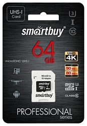 SmartBuy Professional microSDXC Class 10 UHS-I U3 64GB + SD adapter