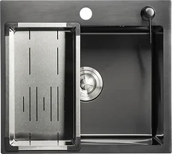 Кухонная мойка Saniteco 5045 PVD (с сифоном, дозатором и коландером)