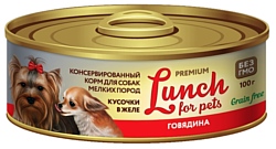 Lunch for pets (0.1 кг) 1 шт. Консервы для собак мелких пород - Кусочки в желе: Говядина