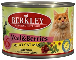 Berkley (0.2 кг) 6 шт. Паштет для кошек #6 Телятина с лесными ягодами