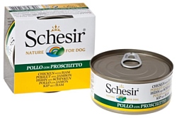 Schesir (0.15 кг) 1 шт. Кусочки в собственном соку. Курица с ветчиной для собак