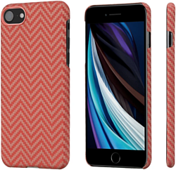 Pitaka MagEZ для iPhone SE 2020 (herringbone, красный/оранжевый)