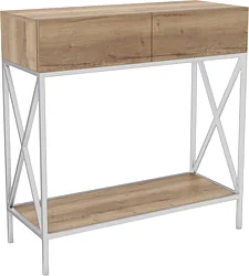 Консольный стол Hype Mebel Лесс 100x40 (белый/дуб галифакс натуральный)