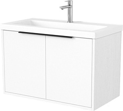 Тумба под умывальник Дабер 018 Тобага/Эридан 80 Т18.8Т.0.5Ч (белый древесный/ручка черная)