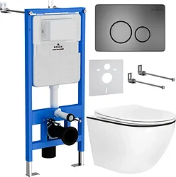 Унитаз Roxen Antares Black в комплекте с инсталляцией StounFix Slim 6 в 1 964894 (кнопка: оружейная сталь)