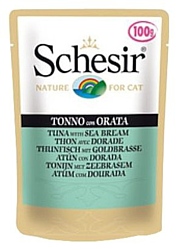 Schesir (0.1 кг) 20 шт. Кусочки в желе. Тунец с дорадой. Влажный корм для кошек