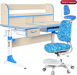 Anatomica Study-120 Lux + надстройка + органайзер + ящик с голубым креслом Ragenta с пузырями (клен/голубой)