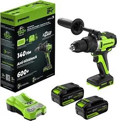 Дрель-шуруповерт Greenworks GD24DD140 24В