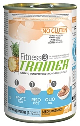 TRAINER Fitness3 No Gluten Puppy&Junior Medium&Maxi Fish and rice canned (0.4 кг) 1 шт.
