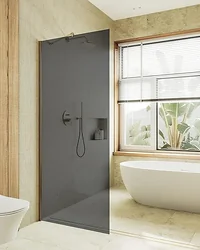 Душевая перегородка MaybahGlass 99x195 MGD-1355-3ш (графитовое стекло/золото)