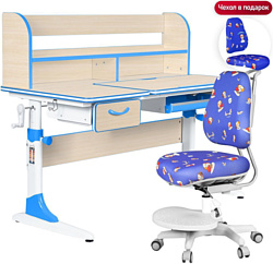 Anatomica Study-120 Lux + надстройка + органайзер + ящик с синим креслом Ragenta с роботами (клен/голубой)
