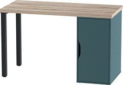 Офисный стол Mio Tesoro Ингар 1/DV/T (дуб беленый/серый/бирюзовый/черный)