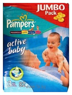 Фотографии Pampers Active Baby 3 Midi (4-9 кг) Jumbo Pack 82 шт