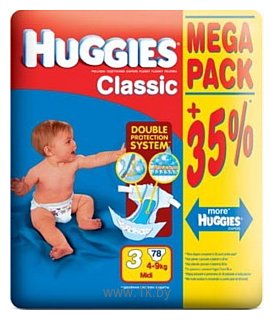 Фотографии Huggies CLASSIC 3 (4-9 кг) 78 шт