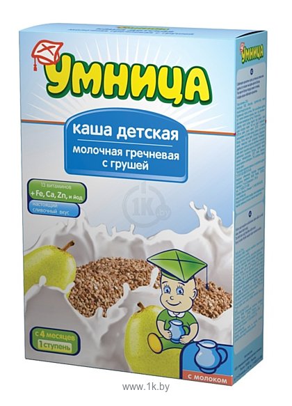 Фотографии УМНИЦА Молочная гречневая с грушей, 250 г