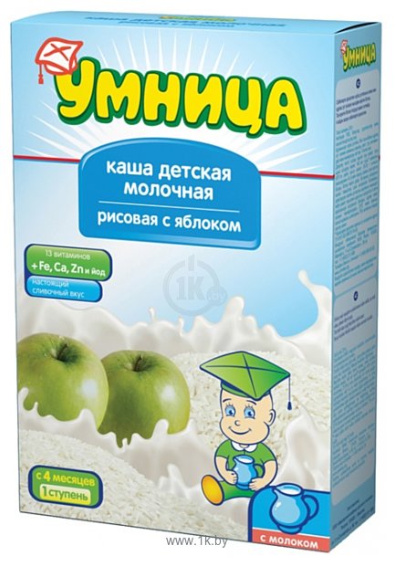 Фотографии УМНИЦА Молочная рисовая с яблоком, 250 г