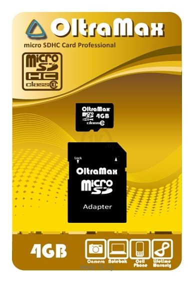 Фотографии OltraMax microSDHC Class 10 4GB + SD adapter