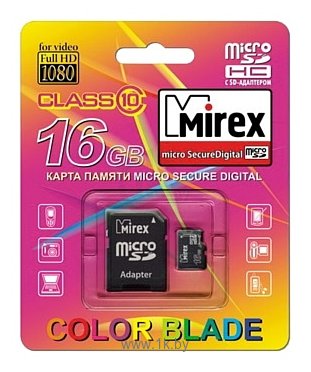 Фотографии Mirex microSDHC Class 10 16GB + SD adapter