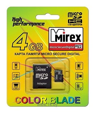 Фотографии Mirex microSDHC Class 4 4GB + SD adapter