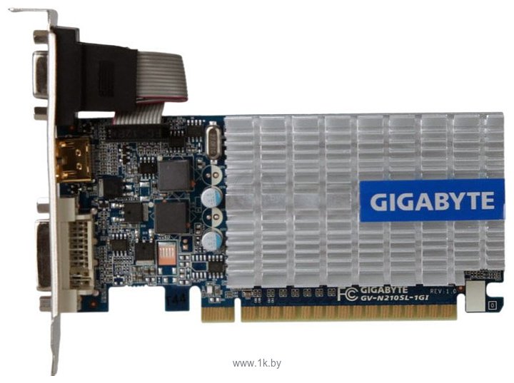 Фотографии GIGABYTE GeForce 210 520Mhz PCI-E 2.0 1024Mb 1200Mhz 64 bit DVI HDMI HDCP
