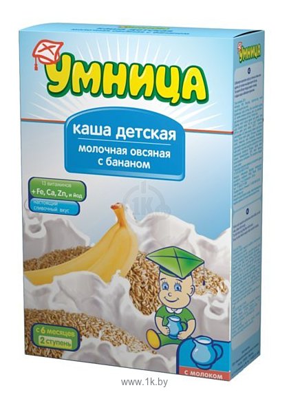 Фотографии УМНИЦА Молочная овсяная с бананом, 250 г