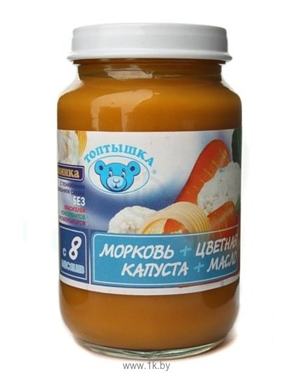 Фотографии Топтышка Морковь + цветная капуста + масло, 190 г