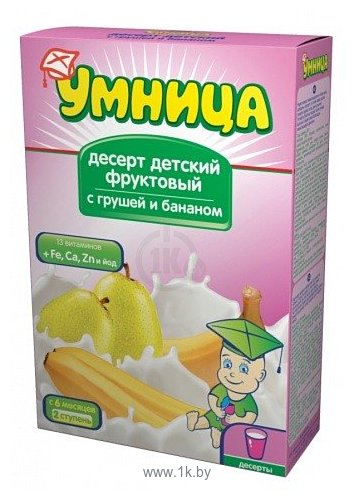 Фотографии УМНИЦА фруктовый с грушей и бананом, 250 г