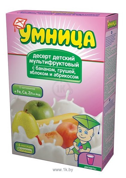 Фотографии УМНИЦА мультифруктовый с бананом, грушей, яблоком и абрикосом, 250 г
