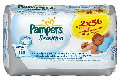 Фотографии Pampers Sensitive сменный блок Duo, 2x56 шт