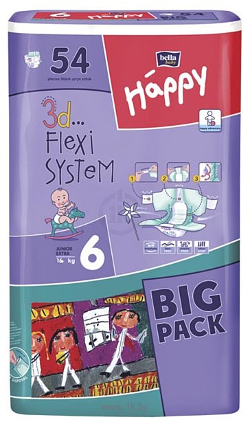 Фотографии BELLA baby Happy 6 JUNIOR Extra (16+ кг) Big Pack 54 шт