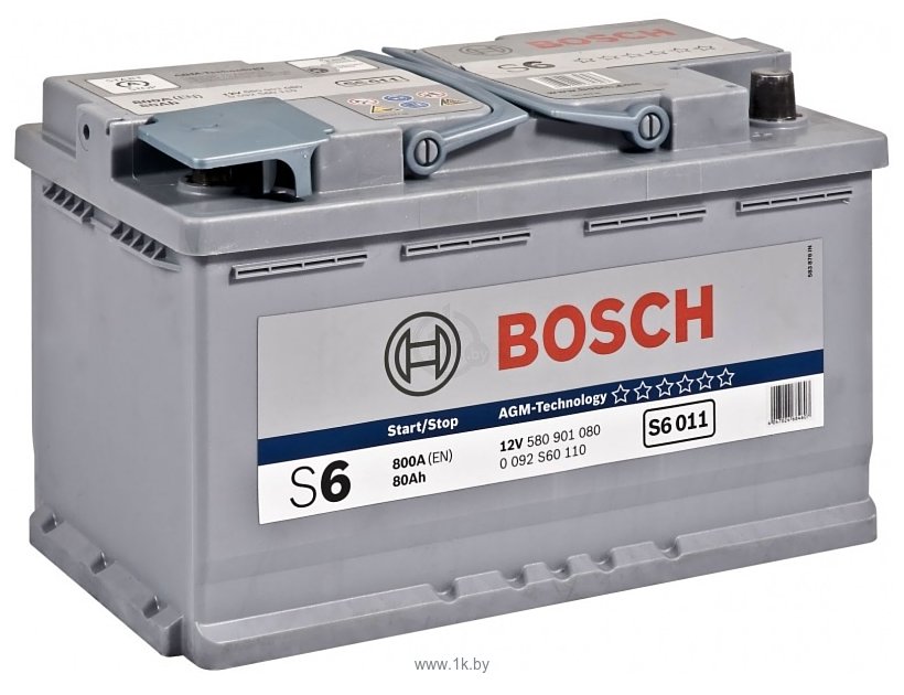Bosch S6 AGM S6011 580901080 (80Ah) купить в Минске недорого с доставкой по  Беларуси