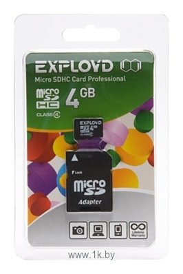 Фотографии Exployd microSDHC (Class 4) 4GB + адаптер [EX004GCSDHC4]