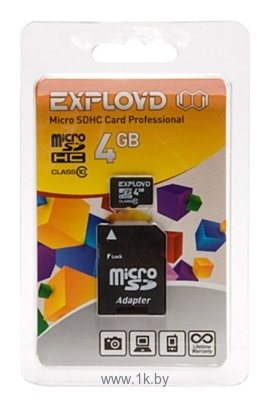 Фотографии Exployd microSDHC (Class 10) 4GB + адаптер [EX004GCSDHC10]