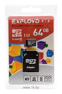 Фотографии EXPLOYD microSDXC Class 6 UHS-I U1 64GB + SD adapter