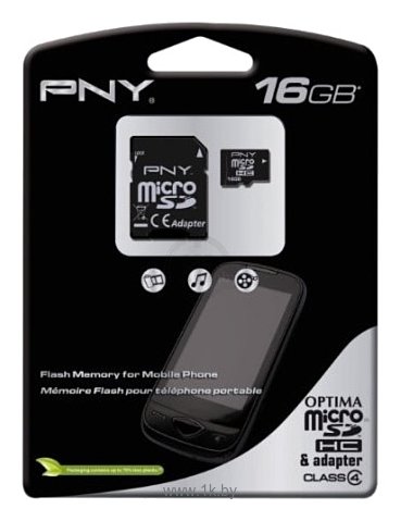 Фотографии PNY Optima microSDHC Class 4 16GB + SD adapter