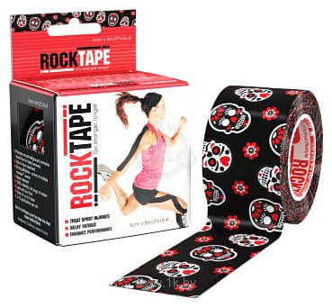 Фотографии RockTape Design 5 см x 5 м (черный с черепами и цветами)