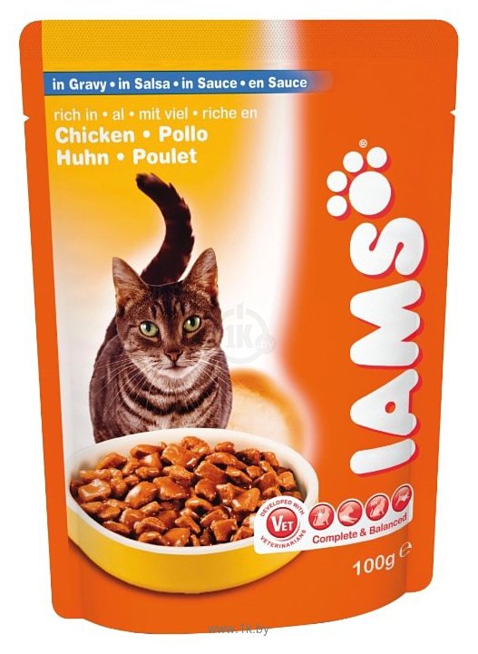 Фотографии Iams Cat Pouch Adult with Rich in Chicken in Gravy (0.1 кг) 1 шт.