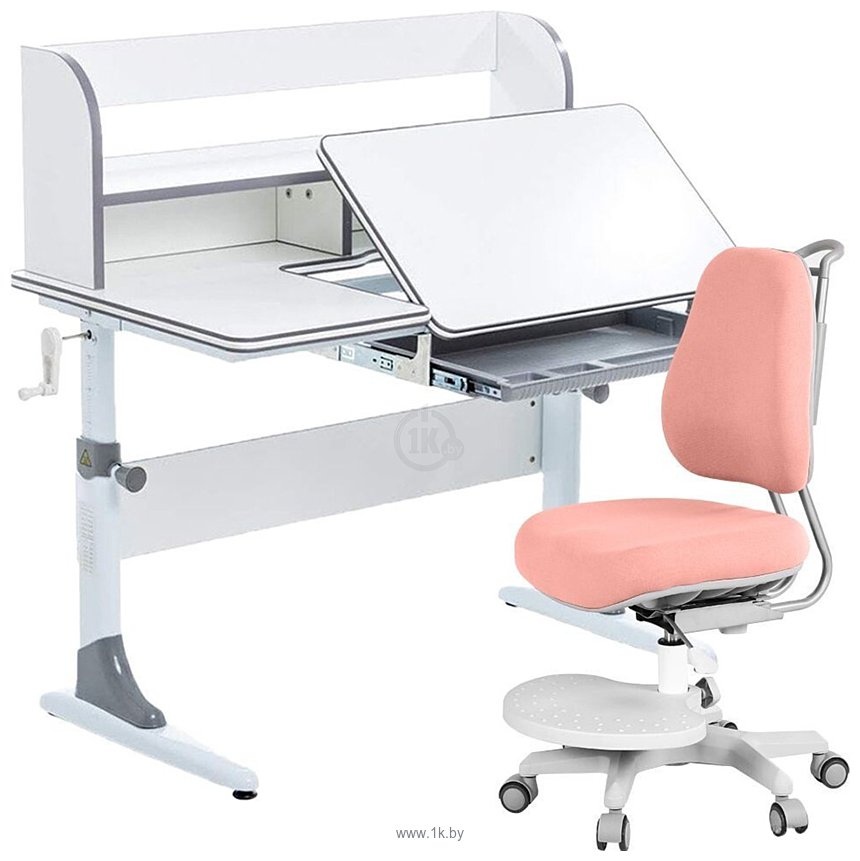 Фотографии Anatomica Study-100 Lux + органайзер со светло-розовым креслом Ragenta (белый/серый)