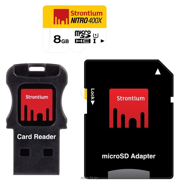 Фотографии Strontium NITRO microSDHC Class 10 UHS-I U1 400X 8GB + SD adapter & USB Card Reader