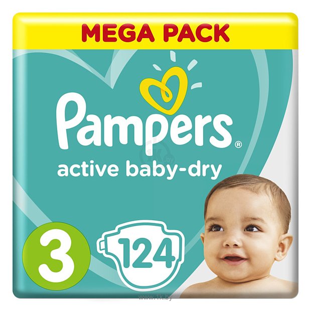 Фотографии Pampers Active Baby-Dry 3 Midi (6-10 кг) 124 шт